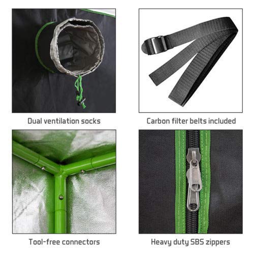 24" x 24" x 60" Complete Grow Tent Kit - 150 Watt HPS Grow Light, Rope Hangers, Fabric Grow Pots, Heat & Humidity Monitor, Electronic Timer & More - Easy Indoor Setup Grow Kits