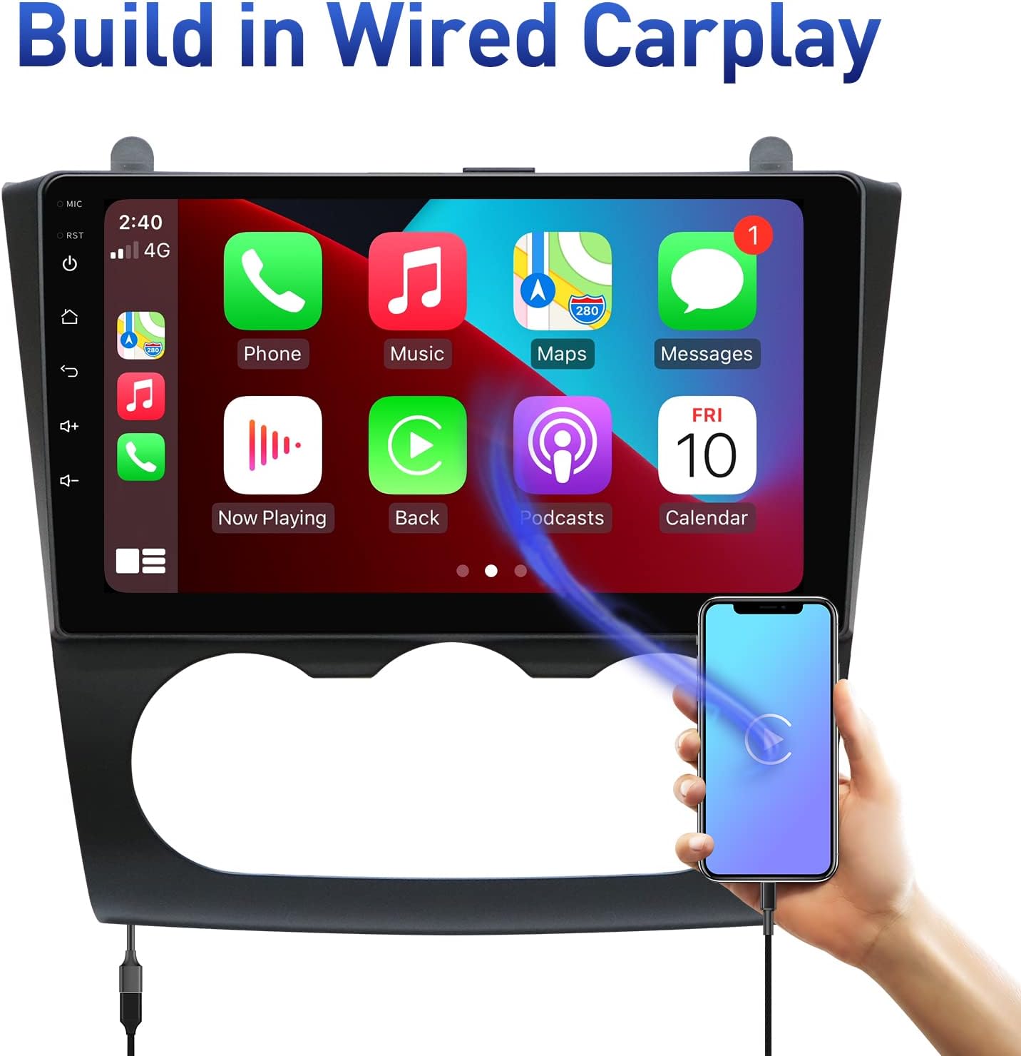 Car Radio in Dash Navigation for Nissan Altima Manual A/C 2008-2012, Android 10.0 Stereo Build in Carplay/Android Auto/DSP Support Bluetooth/FM/AM/RDS with AHD Rear View Camera