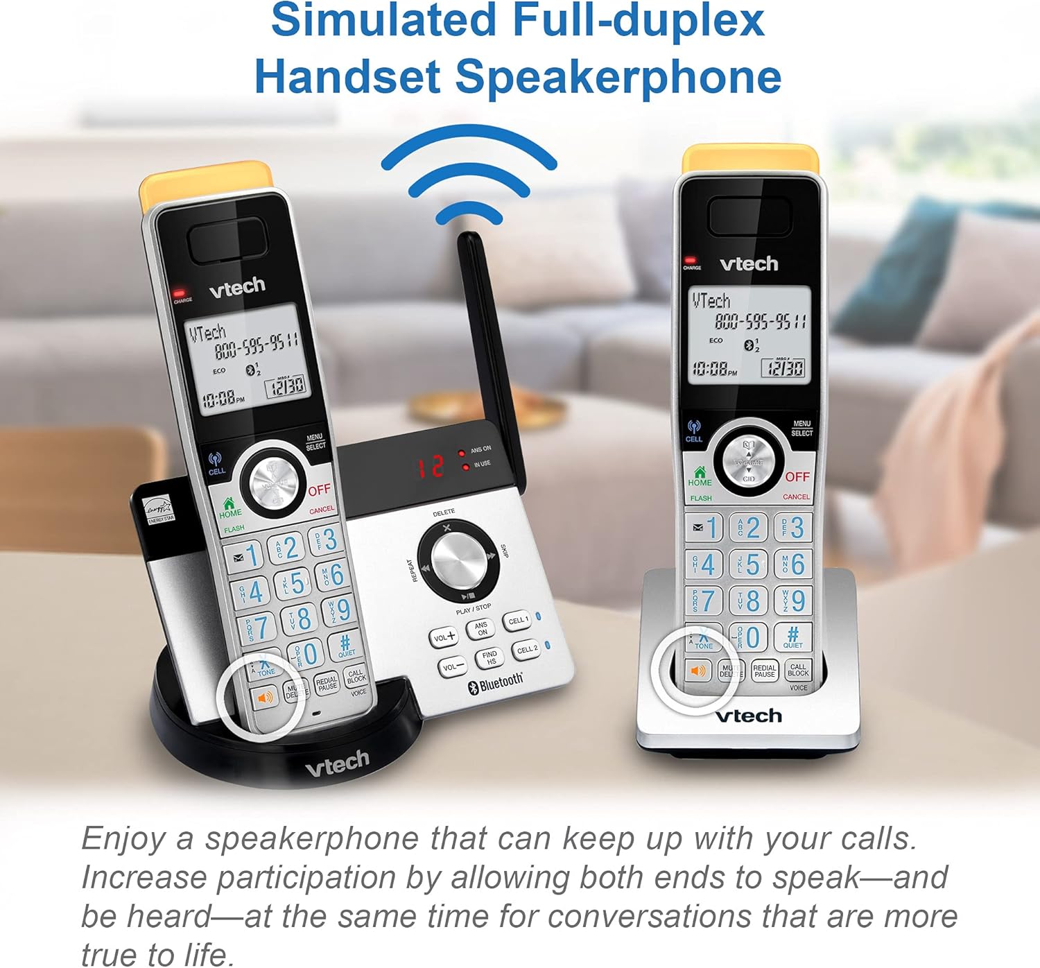 VTECH IS8121-4 Super Long Range up to 2300 Feet DECT 6.0 Bluetooth 4 Handset Cordless Phone for Home with Answering Machine, Call Blocking, Connect to Cell, Intercom and Expandable to 5 Handsets