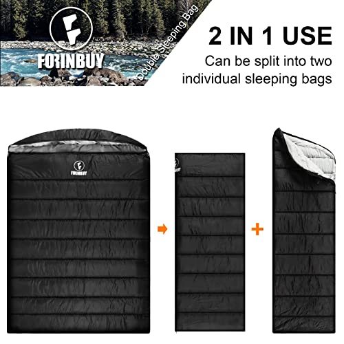 Double Sleeping Bag for Adults,15 Degree and 0 Degree 2 Person Sleeping Bag Cold Weather Queen Size Sleeping Bag for Couples or Family Outoor Camping, RV Traveling