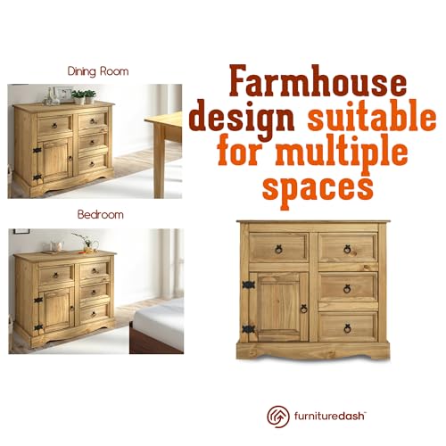 Solid Wood Buffet Sideboard 65.9" W, 16.9" D, 31.6" H - 3 Doors & 3 Drawers - Farmhouse Buffet, Farmhouse Furniture, Storage Cabinet, Cupboard Console Table - Corona Collection