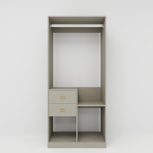Wooden Closet System Wardrobe: Walk-in Closet Systems Wall Mount Closet with 4 Drawers and Shelves Clothes Storage Closet with 2 Hanging Rods 63"W x 15.7"D x 70.8"H