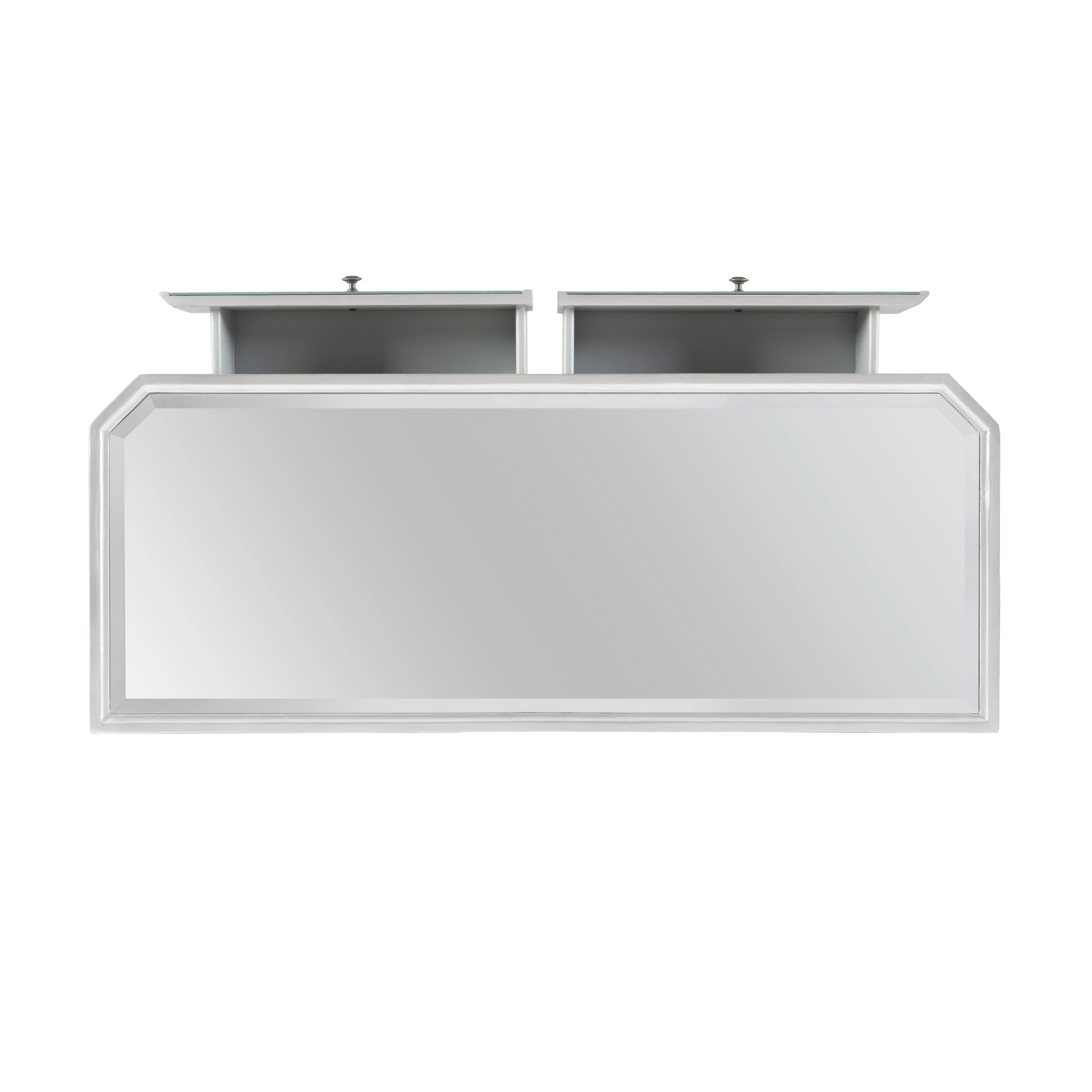 Powell Deville 2-Drawer Indoor Console Table, Mirrored Surfaces and Luxe Silver Wood