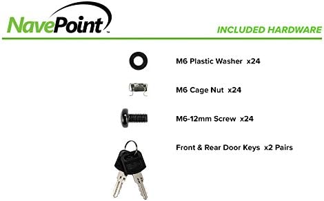 NavePoint 24U Rack Enclosure Server Cabinet, Mid Depth 33 Inch Deep, Perforated Door Lock and Casters Black