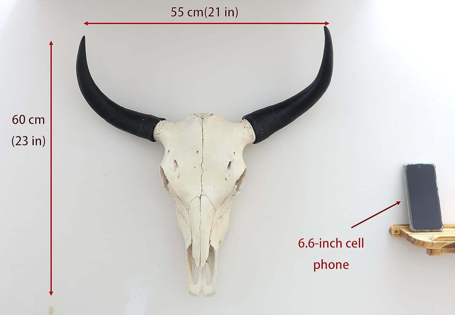 shankala Bison Bull Skull Wall Decor Cow Skull Head LongHorn Sculptures Wall Plaque Crafts Ornaments Bull Horns Decor Environmental Friendly and Resin Skull Sculpture Wall Hanging