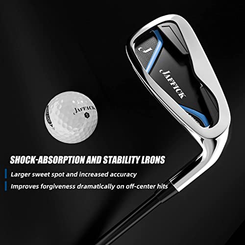 Jaffick Complete Golf Club Sets for Men 12 Piece Includes Golf Driver #3 Fairway Woods, 4 & #5 Hybrid, 6-9 Irons, Pitching & Sand Wedge, Putter and Golf Stand Bag
