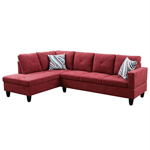 Red Flannelette 3-Piece Living Room Sofa Set (C+S)