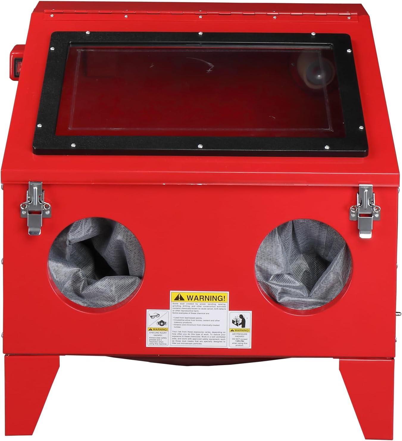 MOTORHOT 40 Gallon Bench Top Air Sandblasting Cabinet Sandblaster Abrasive Blast Large Cabinet with Gun and 4 x Nozzles Air Compressor Delivery 60-125PSI/6-25CFM for Rust Removal, Stain, Paint