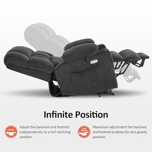 MCombo Dual Motor Power Lift Recliner Chair with Massage and Heat for Elderly People, Infinite Position, USB Ports, Cup Holders, Fabric 7890 (Medium-Regular, Burgundy)