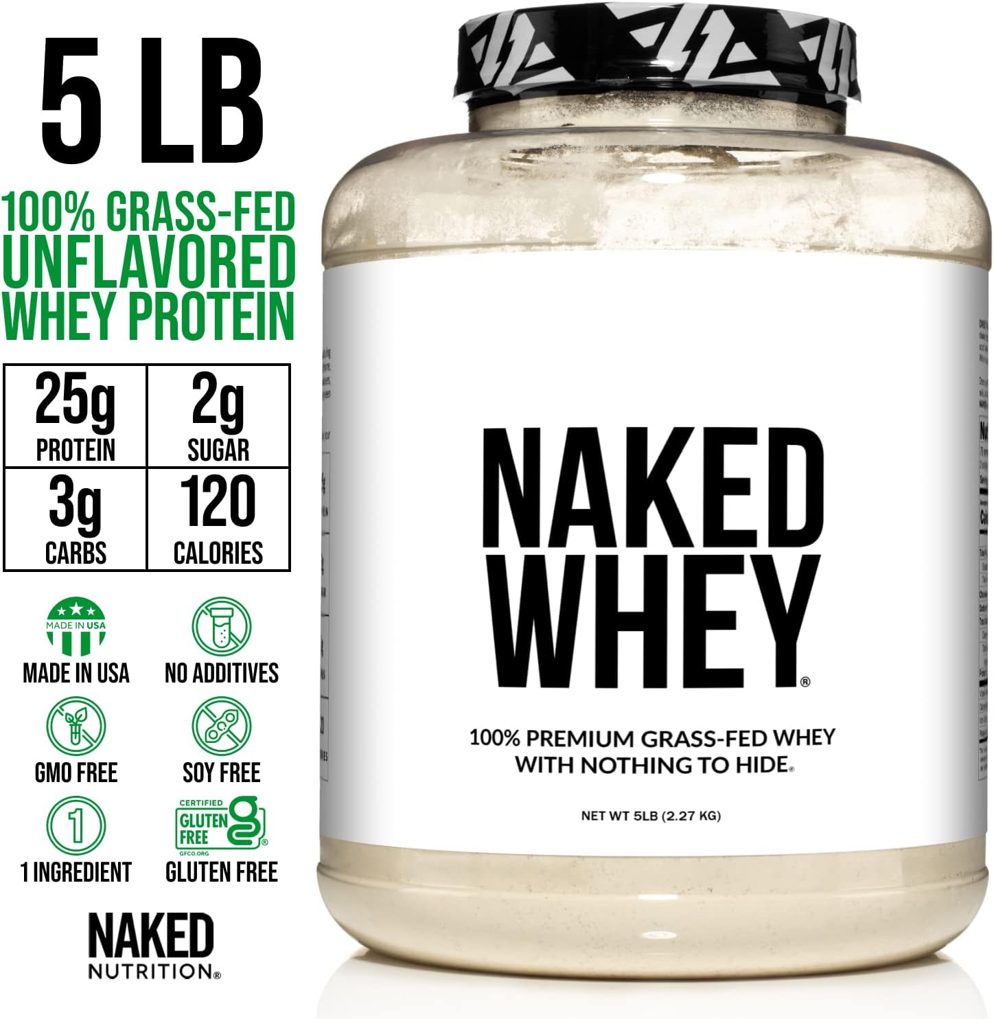 NAKED Grass Fed Protein Bundle: 5LB Unflavored Whey and 5LB Unflavored Casein