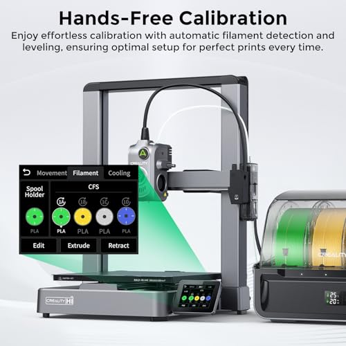 Creality Hi Combo 3D Printer, 4-Color CFS System, Auto RFID Filament Detection, 500mm/s Speed, All-Metal Frame, 260x260x300mm Build Volume, Smart Cloud Control