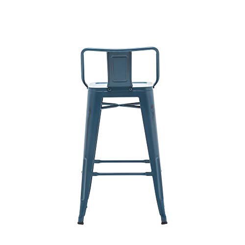 HAOBO Home 26" Low Back Metal Counter Stool Height Bar Stools [Set of 4] for Indoor/Outdoor Barstools, Matte Black