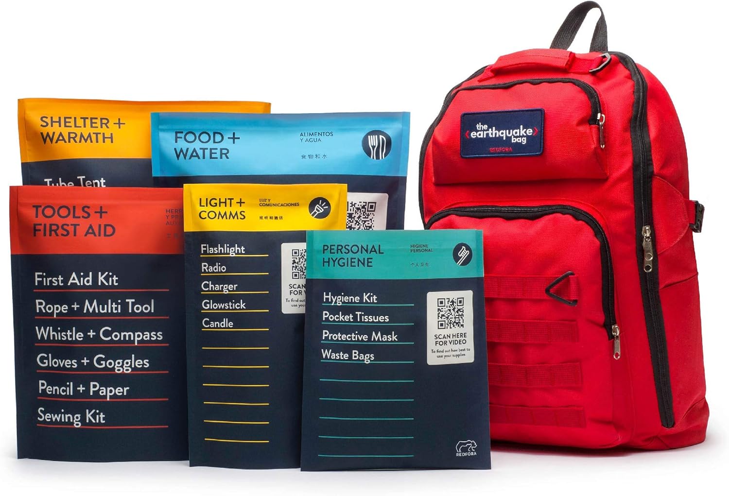 Complete Earthquake Bag - 3 Day Emergency kit for Earthquakes, Hurricanes, Wildfires, Floods + Other disasters