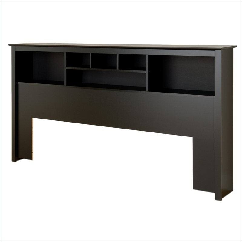King Size Bookcase Headboard in Black Wood Finish