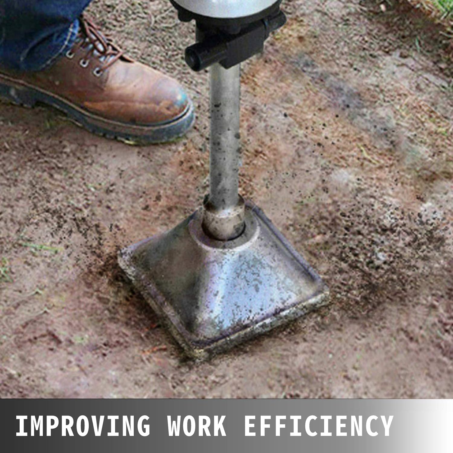 Bestauto Jack Hammer 1-1/8" Tamper Shank, Dirt Tamper 6x6" Compactor Plate with Electric Chisel Dirt Compactor, Demolition Jackhammer Bits Solid Compactor Breaker Hammer Concrete Tamper Asphalt Tools