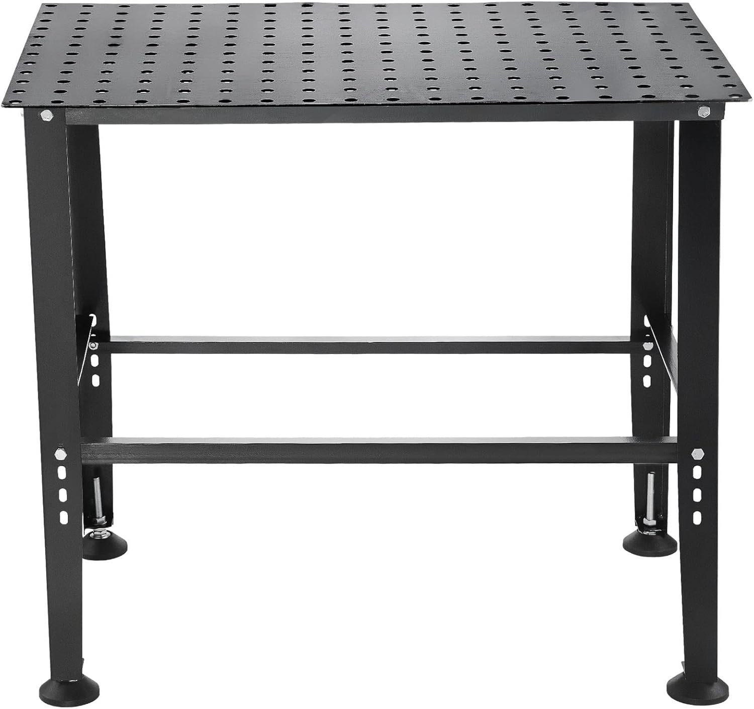 VEVOR Welding Table, 36" x 24" Adjustable Workbench, 0.12" Thick Industrial Workbench, 600lb Load Capacity Metal Workbench, Heavy Duty Carbon Steel Welding Table, Gray Steel Work Table w/Accessories