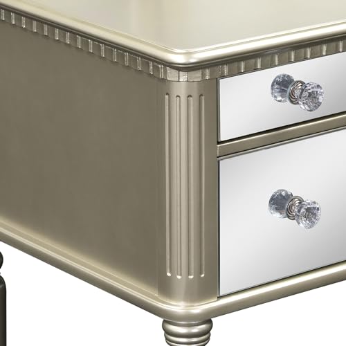 43.3" Modern Vanity Table Set with Flip-top Mirror and LED Light, Space-Saving functionality, Water Resistance and Slip-Proof Features Make it an Ideal Dresser for The Bedroom