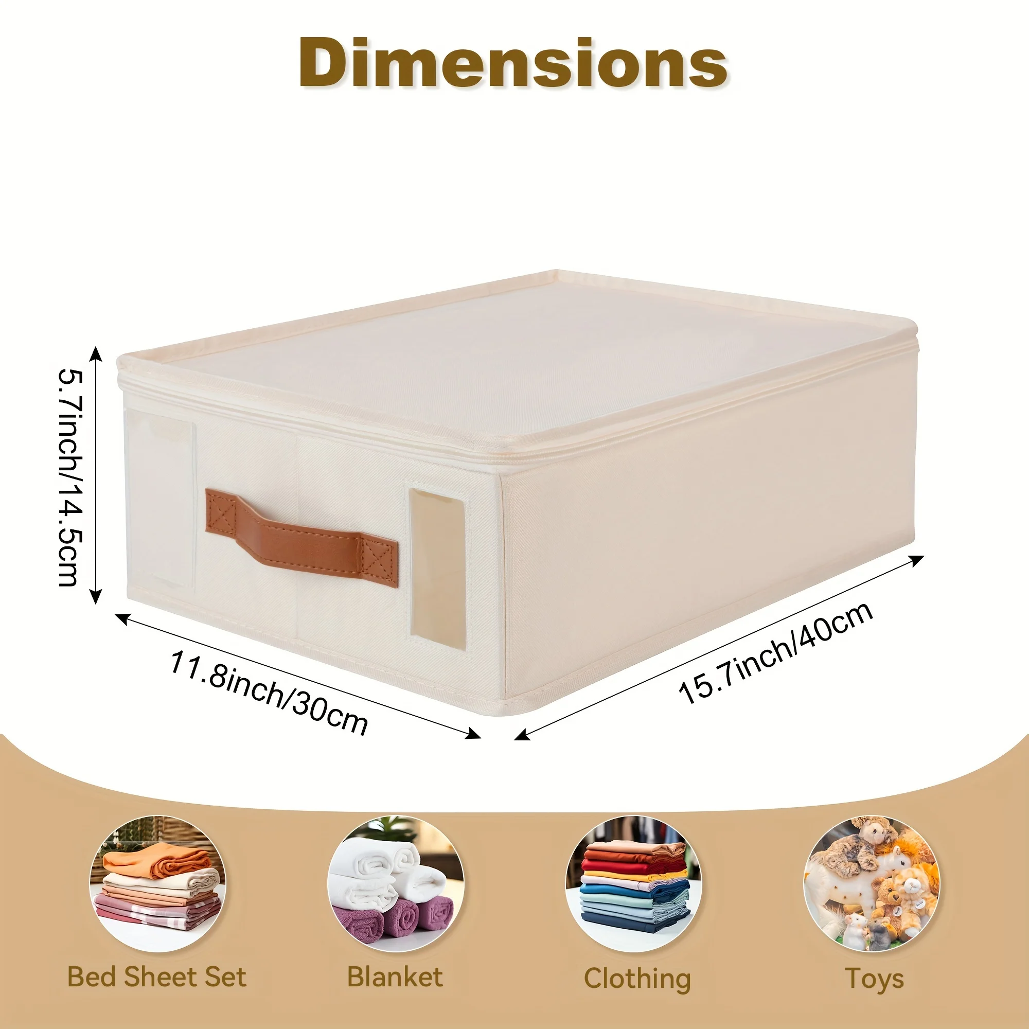4-Pack Bed Sheet Organizers with Zipper &amp; Window, Insect-Proof Storage Bags with Handle &amp; Label for Sheet Sets, Duvet Covers &amp; Seasonal Clothing, Under-Bed Closet Organizer