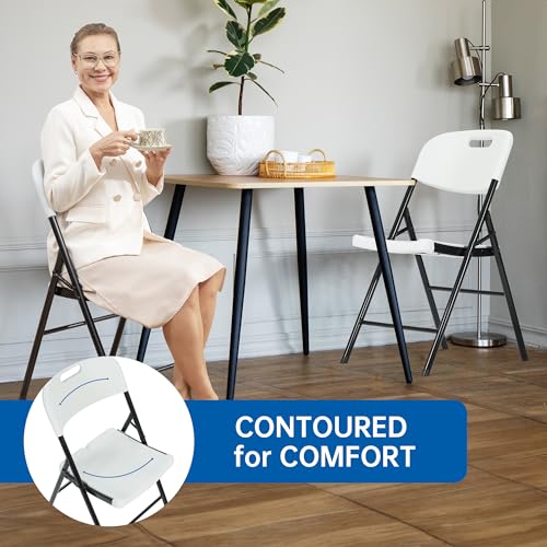 10 Pack White Folding Chairs, Steel Folding Dining Chairs, Commercial Grade Folding Chair, Foldable Guest Chairs for Events Office Wedding Party