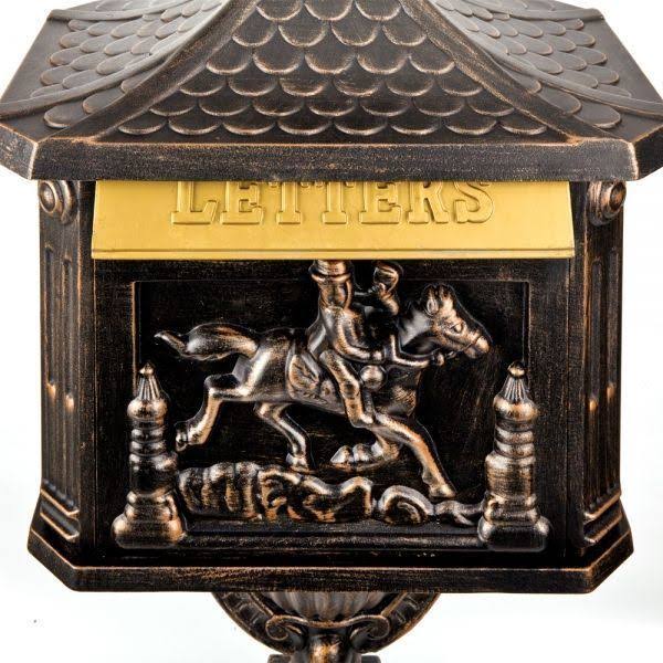 Heavy Duty Mailbox Postal Box Security Cast Aluminum Vertical Pedestal Brown 12404