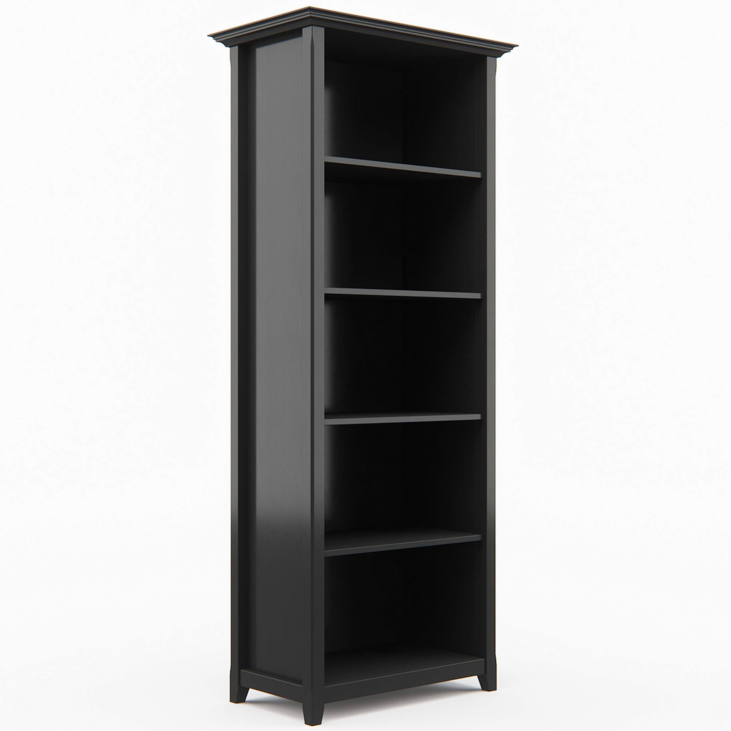 Simpli Home Amherst Solid Wood 5 Shelf Bookcase in Black