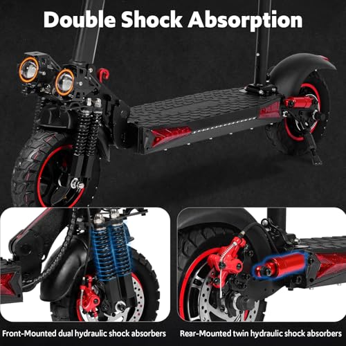 Off Road Electric Scooter Adults, 800/1200W Motor, 48V 15/18/21AH Battery, 11" All-Terrain Tires, Heavy Duty E-Scooter with Dual Suspension with Seat