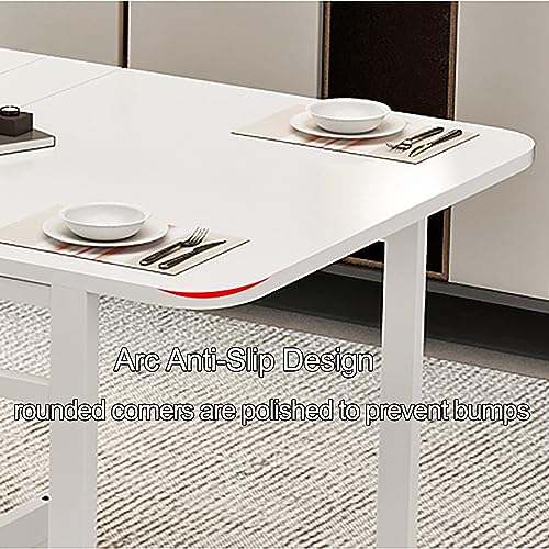 Folding Dining Table with Metal Bracket, Foldable Kitchen Table Extendable Versatile Table, Space Saving Dining Table with Adjustable Foot Pads (Color : B-White Bracket, Size : 100cm/39.3in)