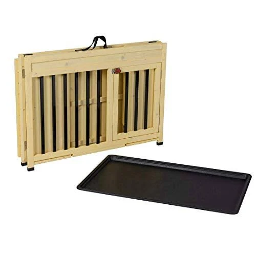 No Assembly Foldable Indoor Wood Dog Crate Pet Cage Portable House w/ Tray