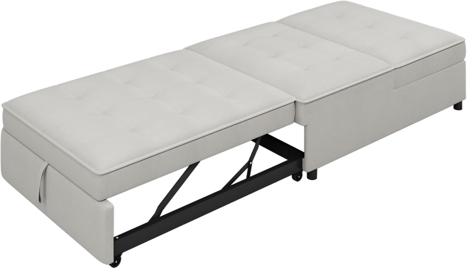 CHARMMA 4-in-1 Sofa Bed,Chair Bed,Multi-Function Folding Ottoman Bed with Storage Pocket and USB Port for Small Room Apartment,Living Room,Bedroom,Hallway,White,Chairs/Accent Seating 78.26lbs,2036