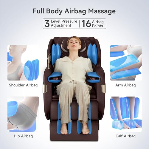 Real Relax 2025 Dual Core S Track Massage Chair,Full Body Airbags Massage Recliner,Zero Gravity with APP and LCD Control,Lower Back and Calf Heating,Foot Roller,Bluetooth,Home or Office Use,Black