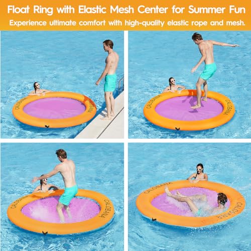 Round Floating Ring Inflatable Water Hammock Heavy Duty River Floats Lake Raft for Adults Tanning Pool Lounger Float Island Platform Pad Mat for Party