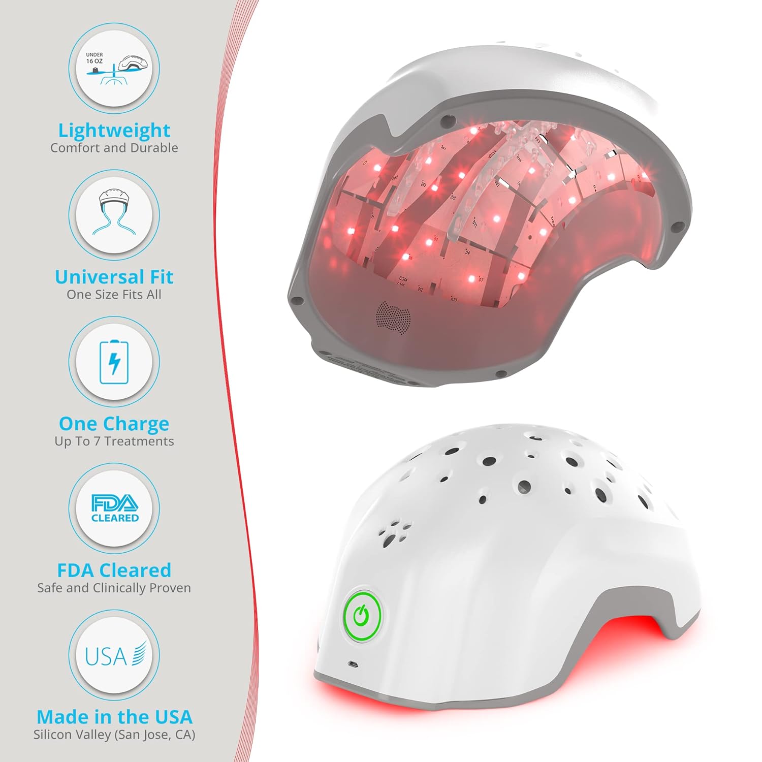 EVO Laser Hair Growth Helmet LH40 - Red Light Therapy for Hair Regrowth and Hair Loss Treatment - FDA Cleared for Men & Women - Made to Exacting Standards in the USA