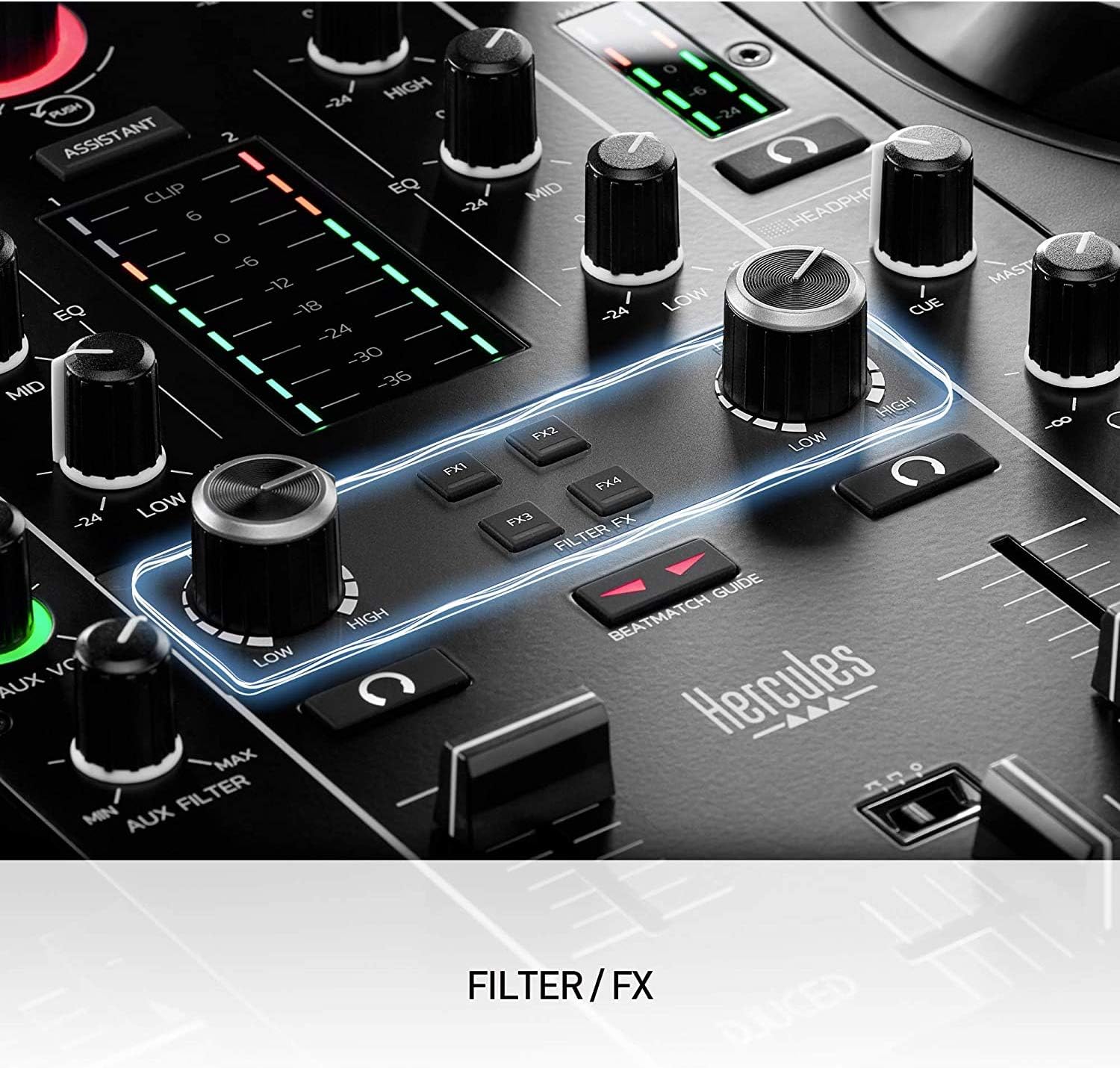Hercules DJ Control Inpulse 500 DJ Software Controller + Professional DJ Headphones + Stereo Audio Cable + Hosa Interconnect Cable