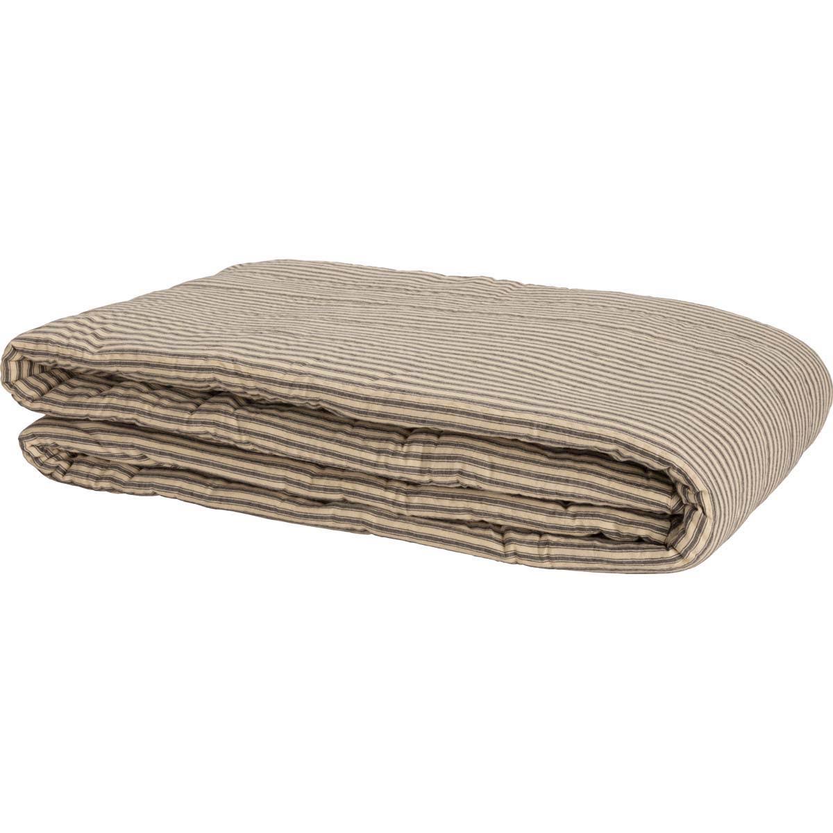 Sawyer Mill Blue Ticking Stripe Queen Quilt Coverlet