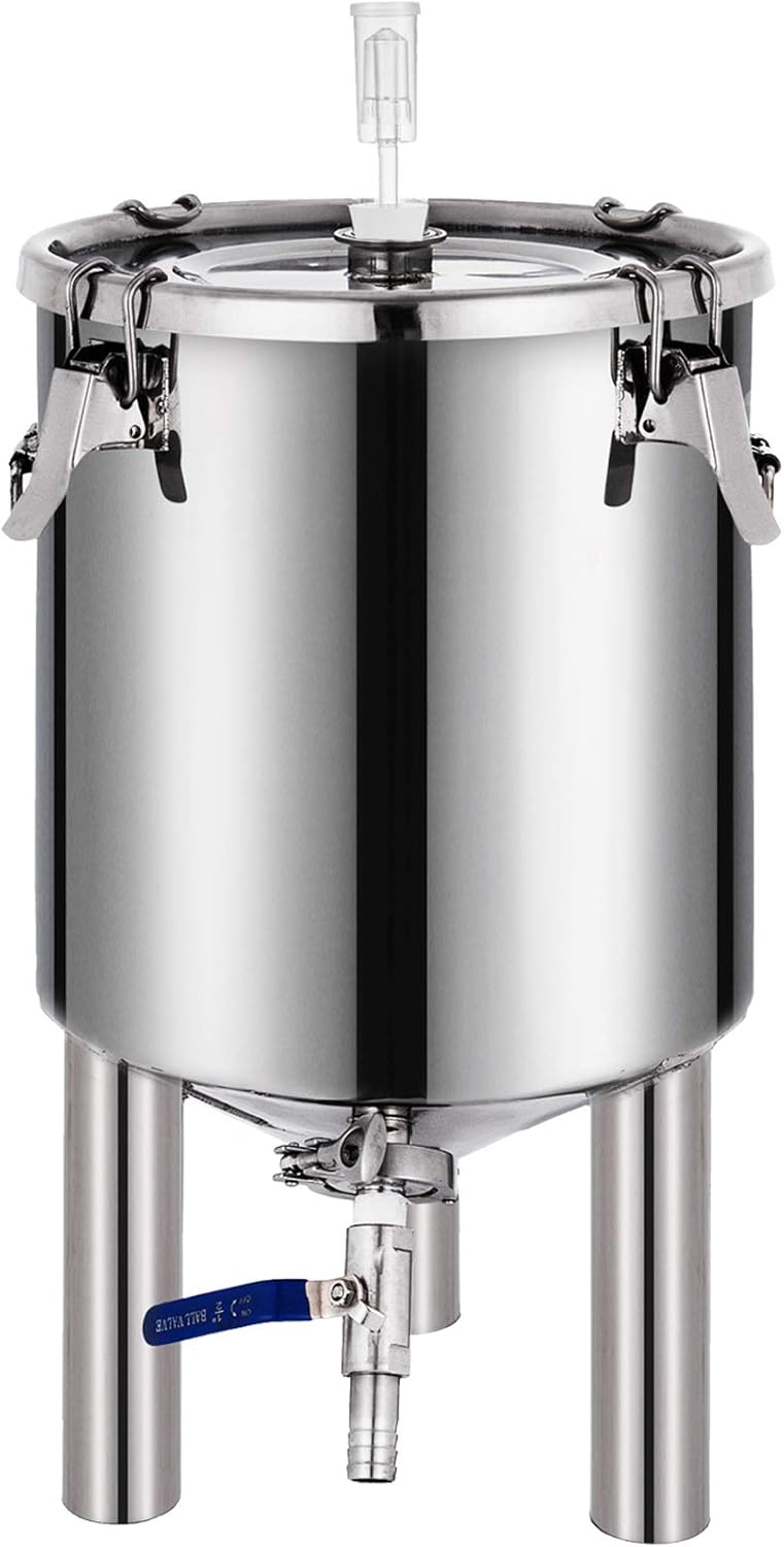 VBENLEM 7 Gallon Home Brewing Chronical Fermenter Stainless Steel Brew Bucket Fermenter with Conical Base