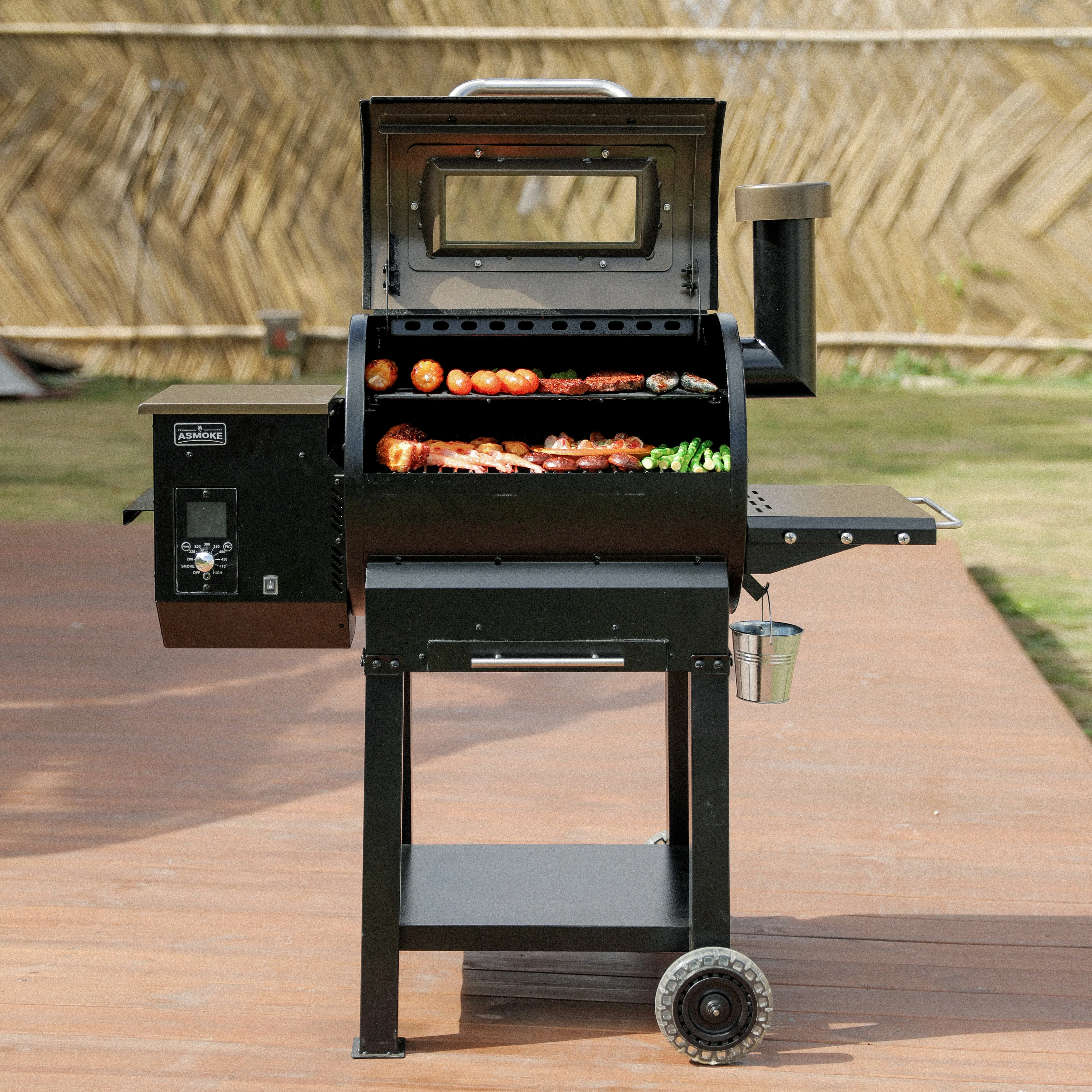 ASMOKE Wood Pellet Grill Smoker 515 sq. in., Bronze