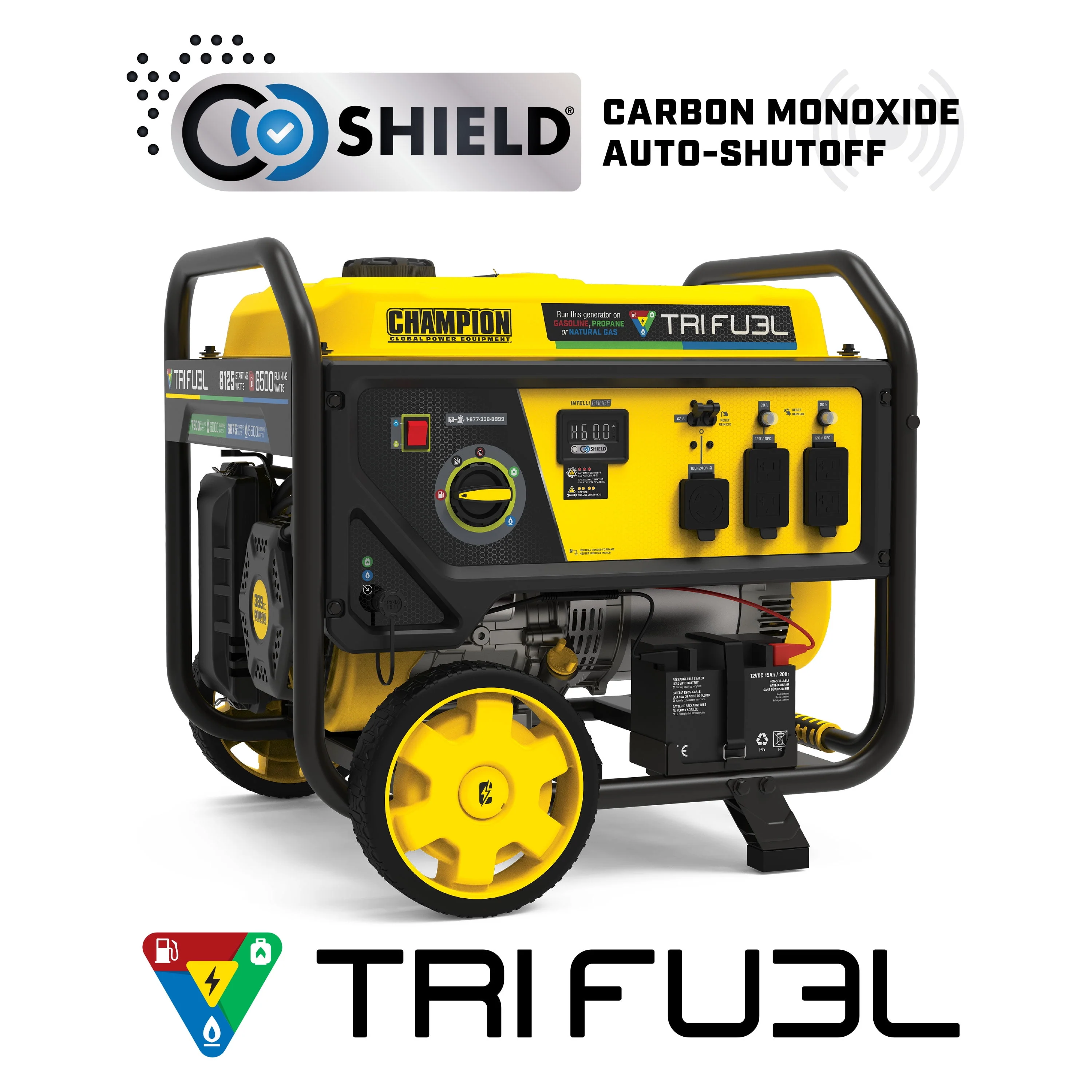 Champion Power Equipment 6500-Watt Tri-Fuel Portable Generator with CO Shield® and Electric Start