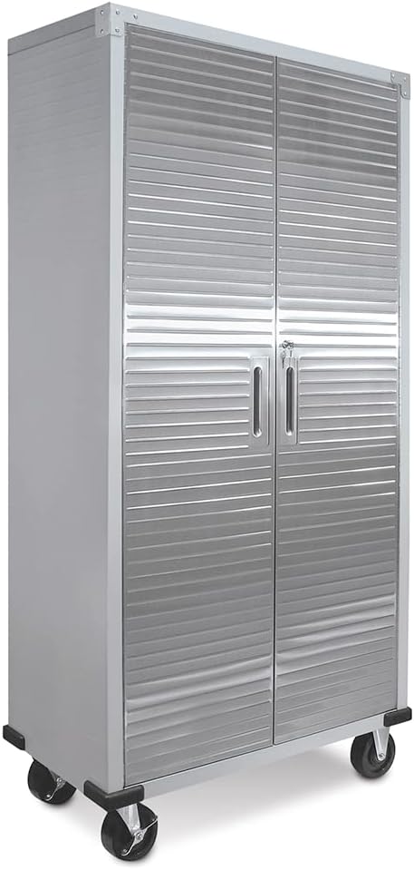 Seville Classics Full Door Rolling Storage Cabinet, 36" W x 18" D x 72" H, Granite