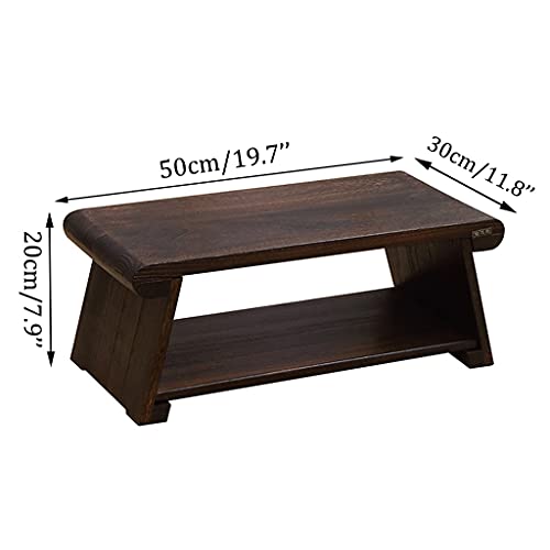 Foldable Coffee Table 2-Story Japanese Tatami Table Coffee Table with Storage Shelf Retro Meditation Low Table (Size : 50x30x20cm)