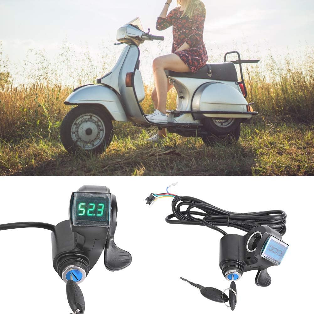 E-Bike Throttle, Thumb Throttle Speed Control Power Switch with Key Lock, Electric Throttle and Key LCD Display Battery Voltage for Electric Bike Scooter Pack of 2