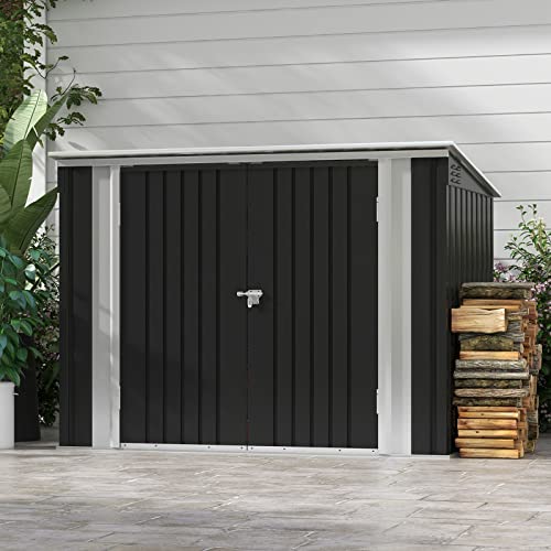 Patiowell 3 x 3 FT Outdoor Storage Shed,Small Garden Tool Storage Shed with Sloping Roof and Single Lockable Door, Outdoor Shed for Backyard Garden Patio Lawn, Grey