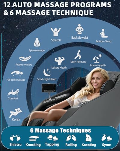 3D Full Body Massage Chair, Zero Gravity with Heat, 12 Auto-Modes, Shiatsu Foot & 55“ SL-Track, 28 Airbags, Footcare Massage, Grey