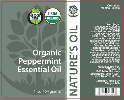 Nature's Oil Peppermint Organic Essential Oil, 1Lb