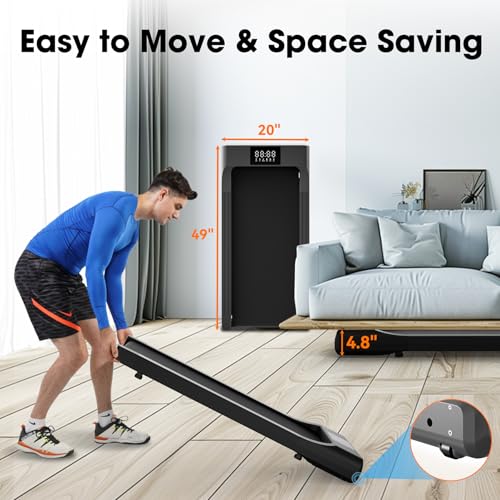SupeRun Smart Walking Pad, Under Desk Treadmill for Home Office with Pitpat app, 2 in 1 Portable Compact Desk Treadmill with Remote Control LED Display, Quiet Walking Jogging Machine