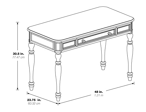 OSP Home Furnishings Country Meadows 48 Inch Writing Desk with Drawer, Antique White