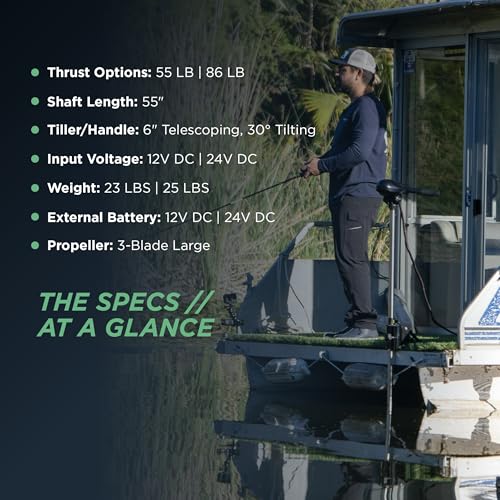 Newport Vessels Newport Pontoon-Series 55lb Thrust Saltwater Electric Pontoon Trolling Motor with Deck Mount Bracket & 55" Shaft