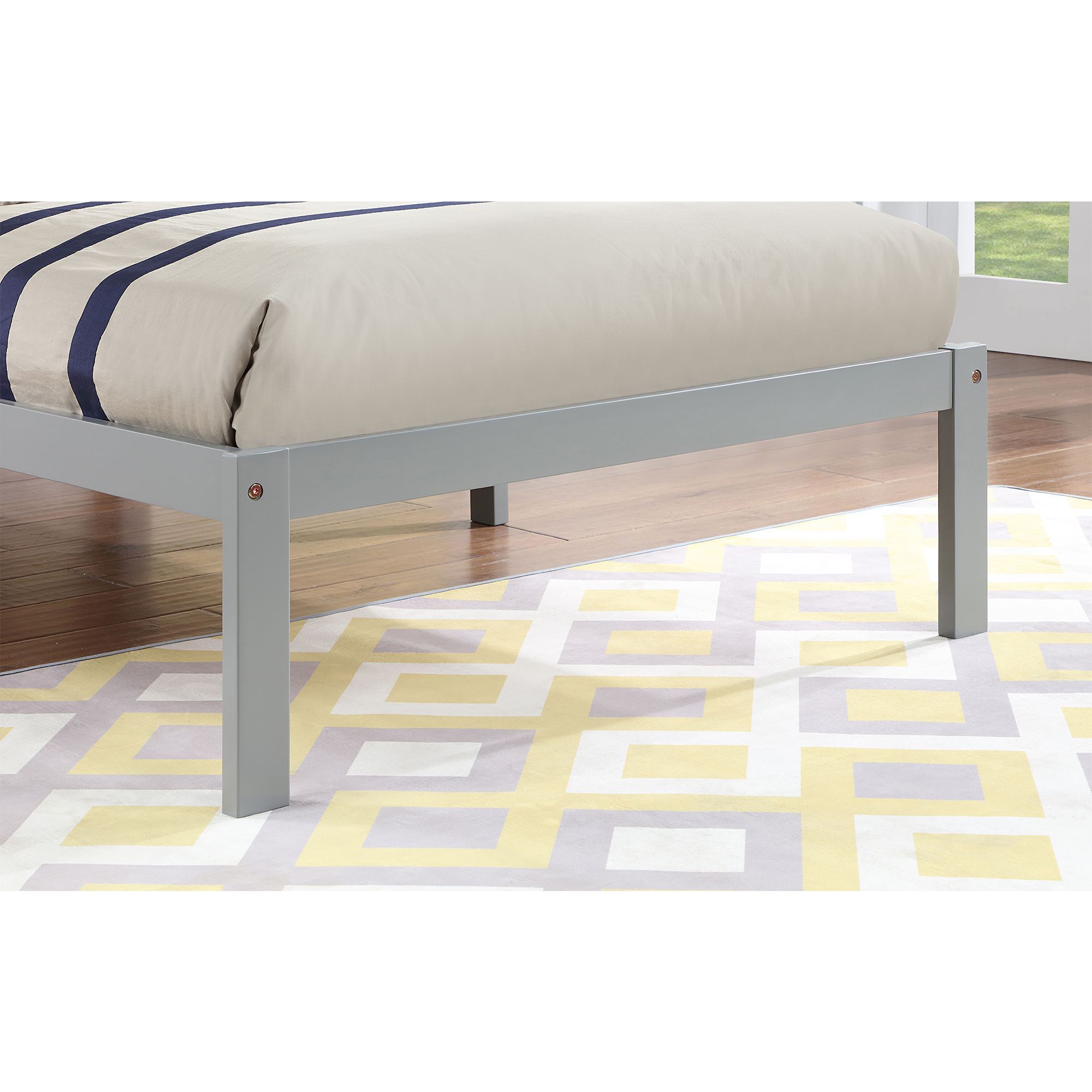 iRerts Wood Twin Bed Frame, Modern Twin Platform Bed Frame with Headboard, Wood Support Slats, Twin Size Bed Frame No Box Spring Needed, Bed Frame Twin Size for Kids Teens Adults Bedroom, Gray