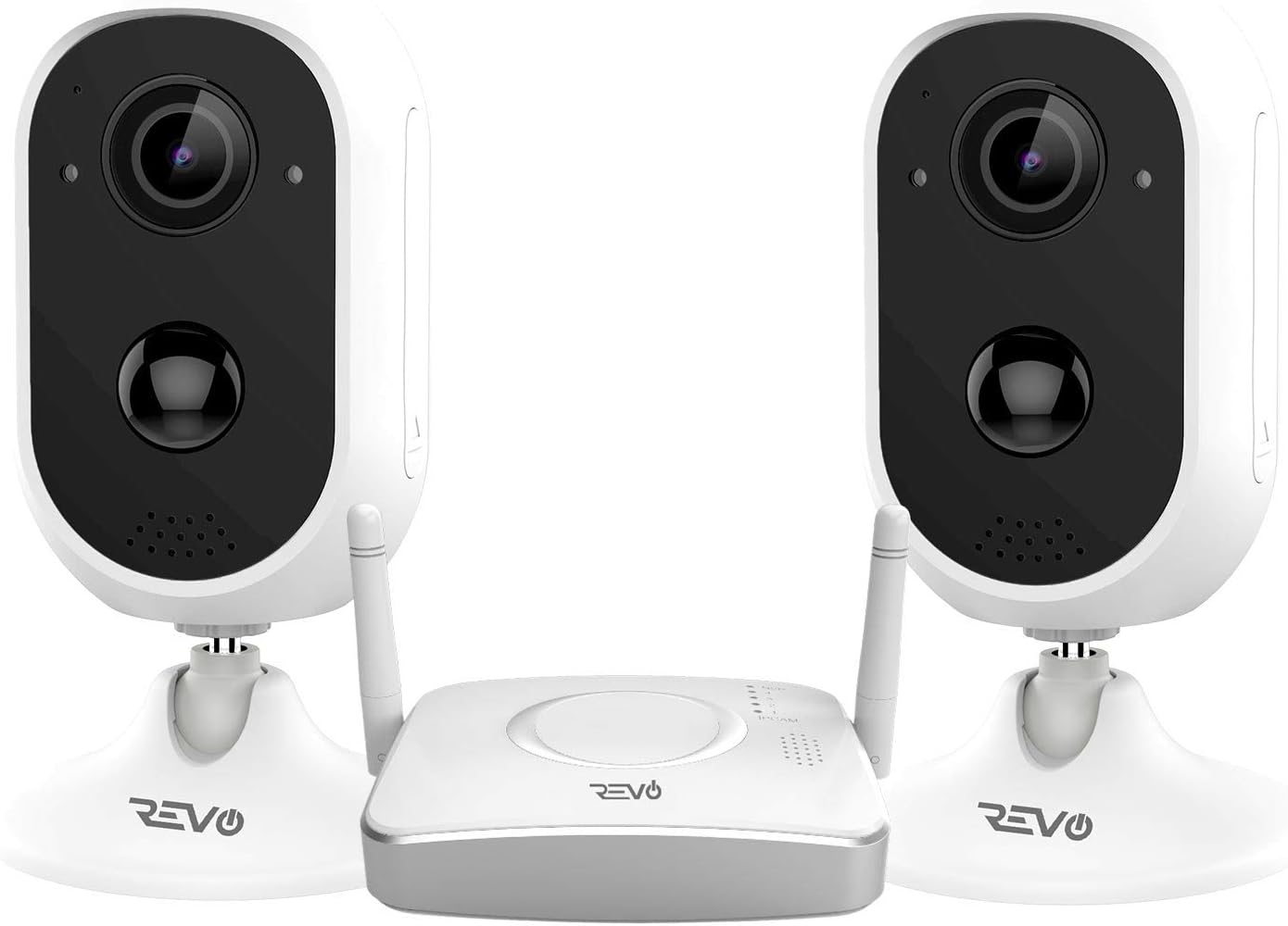REVO America 4CH Wireless Gateway Security System with 32GB Micro SD Card & 2X 1080p Battery Operated Cameras with 2-Way Audio (RWG41CU2X-1)