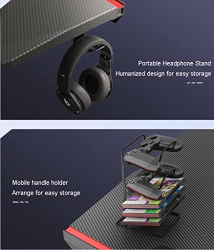 Best Gaming Desk with LED Lights,Gaming PC Desk,Large Gaming desks,PC Laptop Gamer Table Workstation with Cup Holder,Headphone Hook,Black
