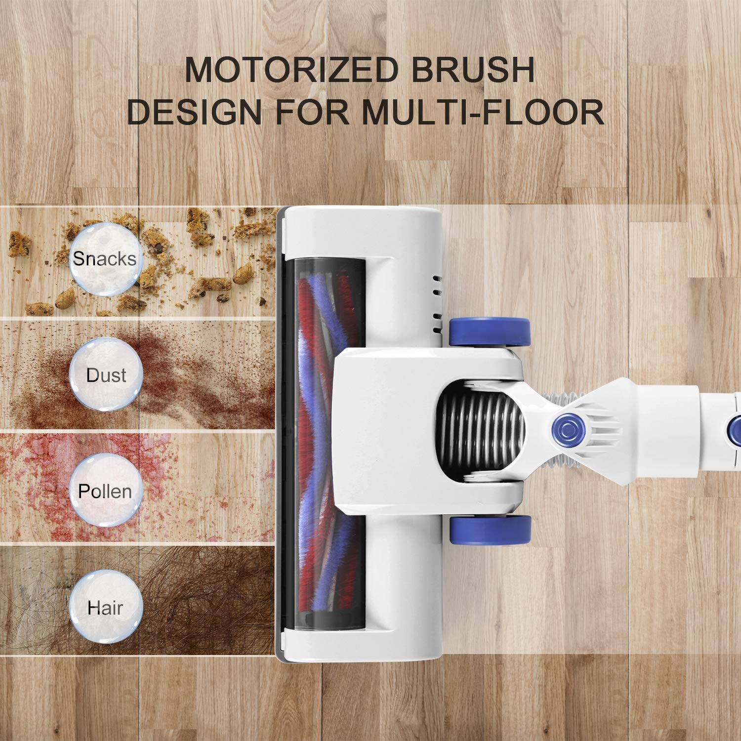 Aposen Cordless Vacuum Cleaner, Upgraded Powerful Suction 4 in 1 Stick Vacuum Cleaner 35min-Running Detachable Battery, 1.2L Lar